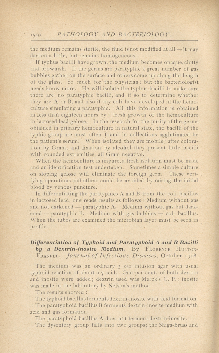 Practical Technic of the Bacteriological Diagnosis of Typhoid Fever through Hemoculture.