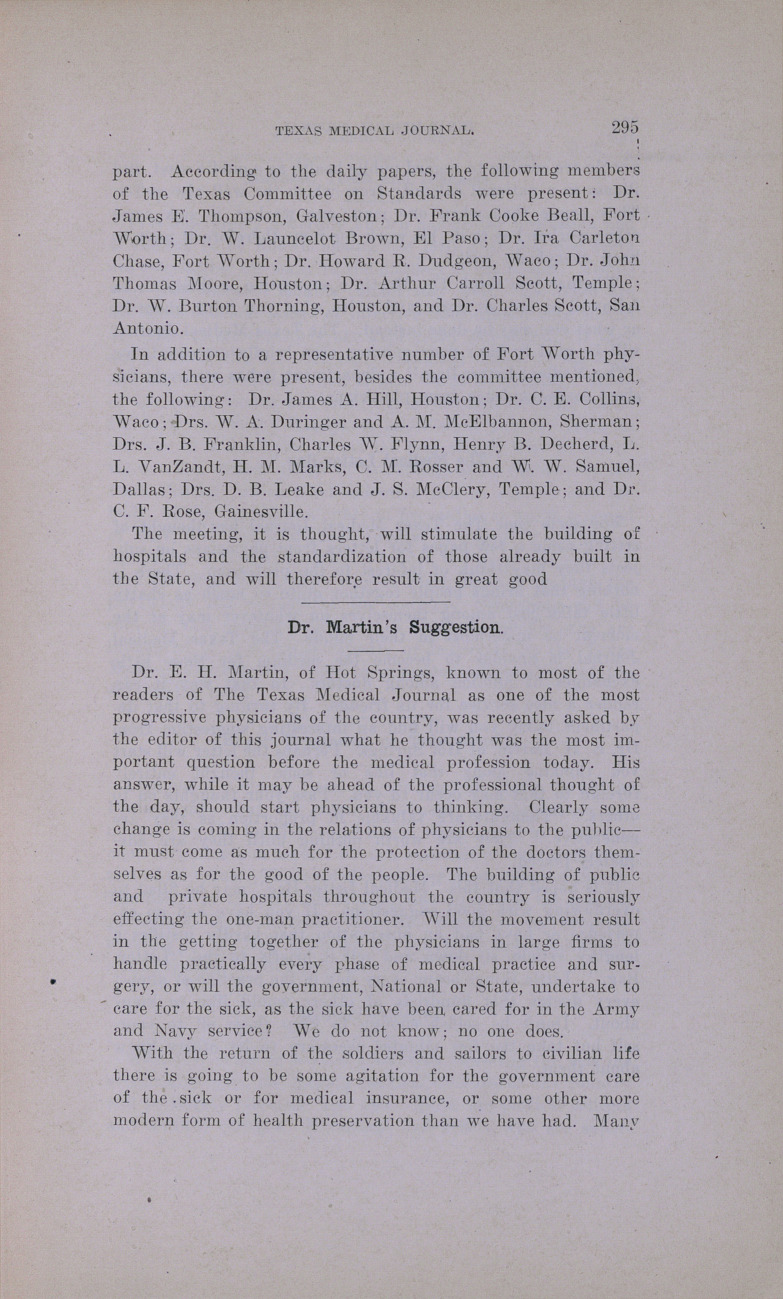Dr. Martin's Suggestion.