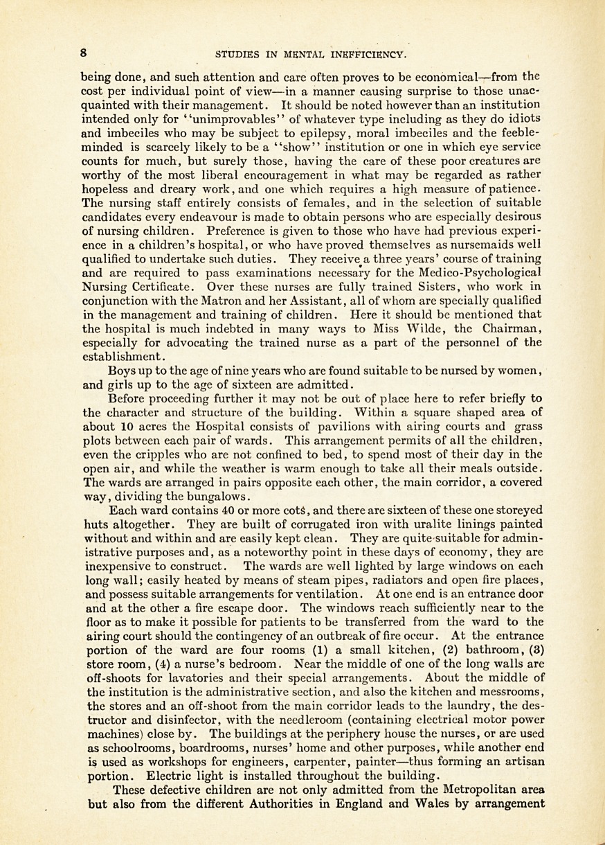 The Fountain Mental Hospital as a Pioneer in Its Relation to the Working of the Mental Deficiency Act, 1913.