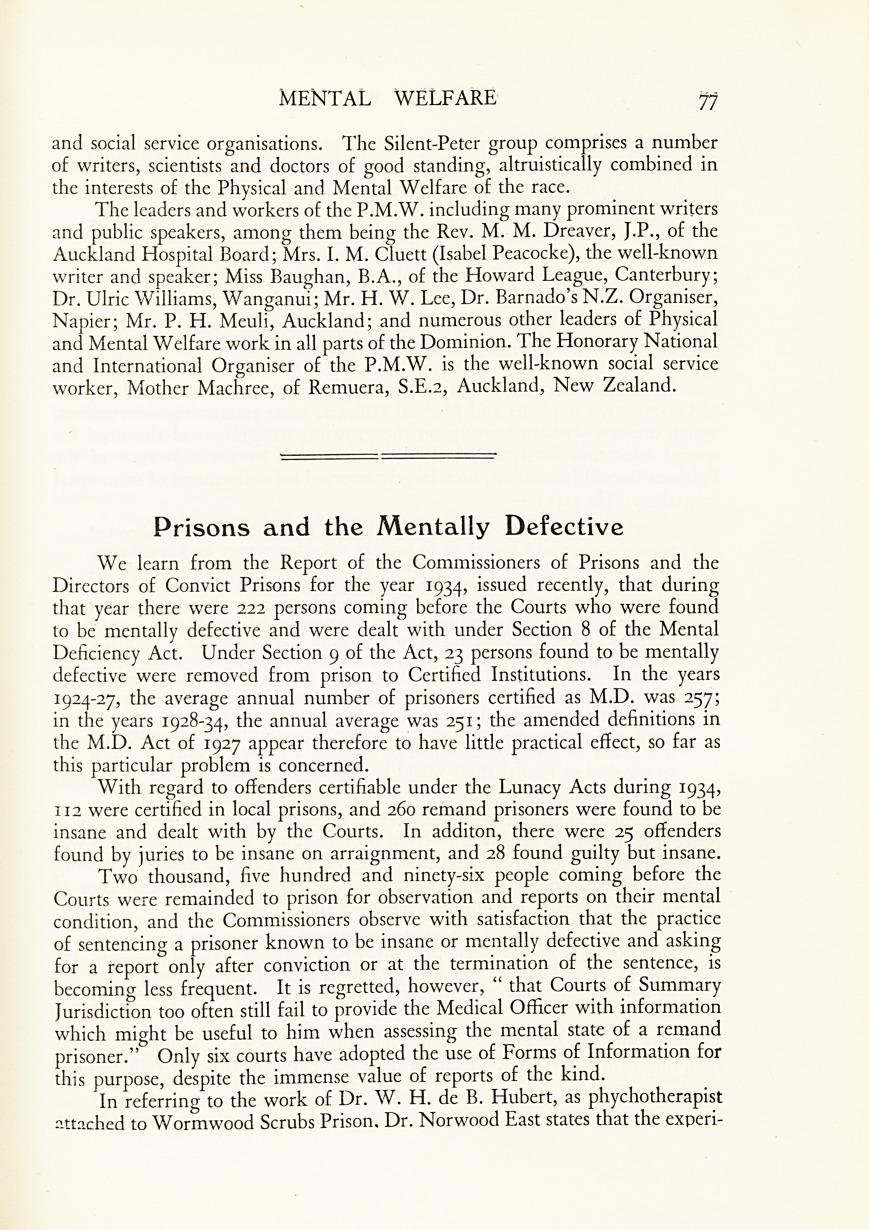 Prisons and the Mentally Defective.