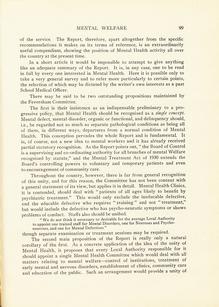 The Voluntary Mental Health Services: Report of the Feversham Committee.