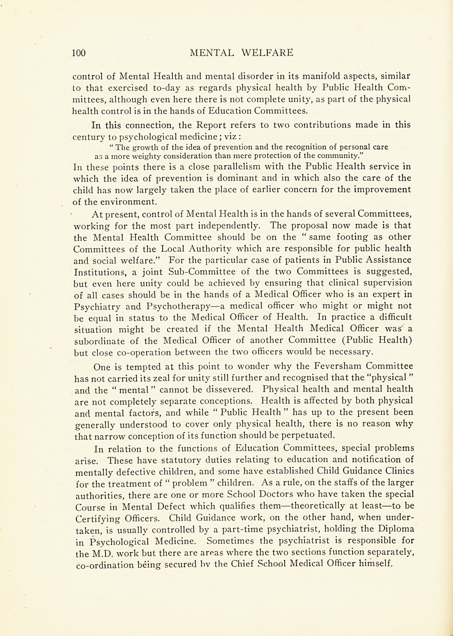 The Voluntary Mental Health Services: Report of the Feversham Committee.