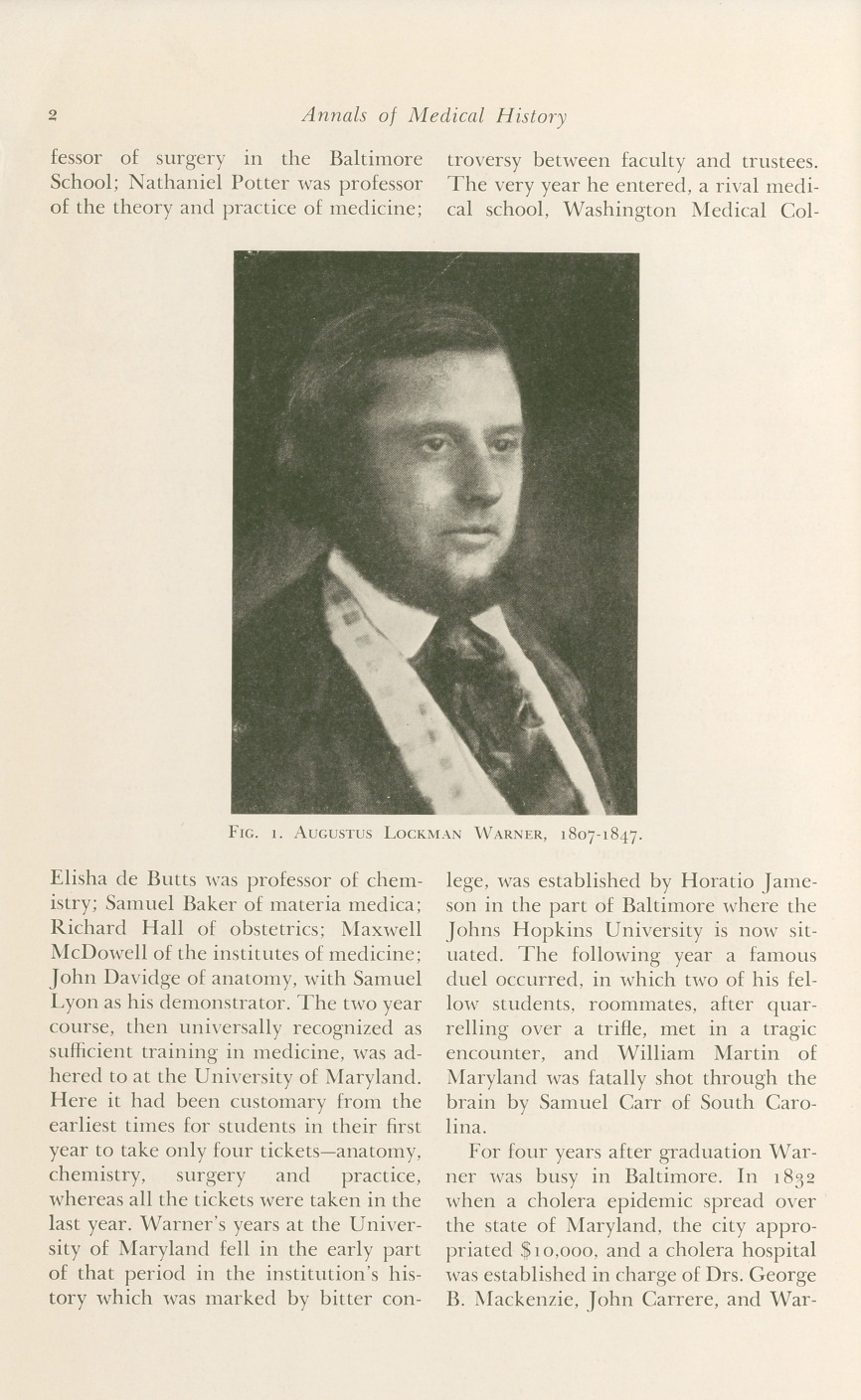 Augustus Lockman Warner: Founder Medical College of Virginia, First Professor of Surgery and First Dean.
