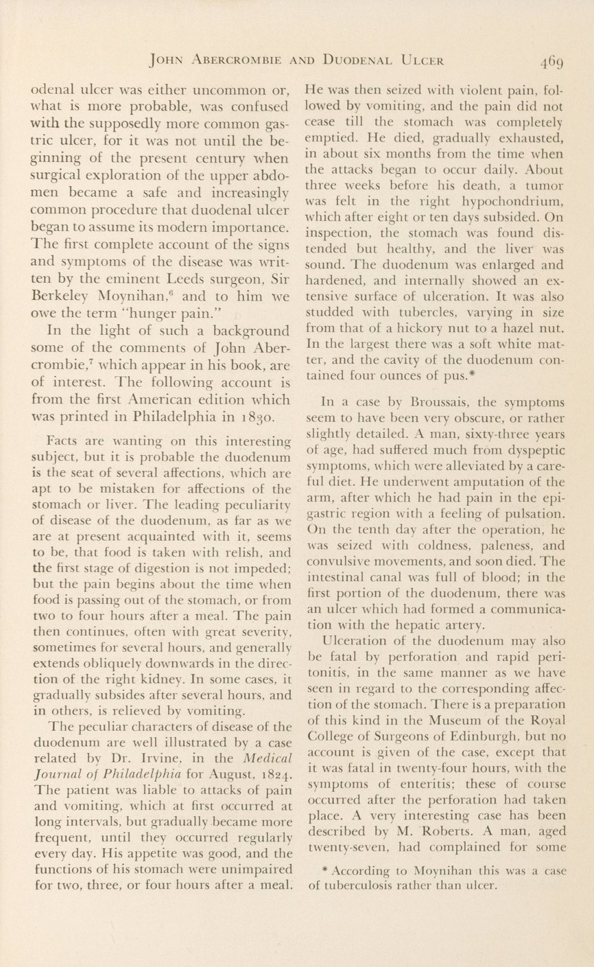 John Abercrombie and the Diagnosis of Duodenal Ulcer.