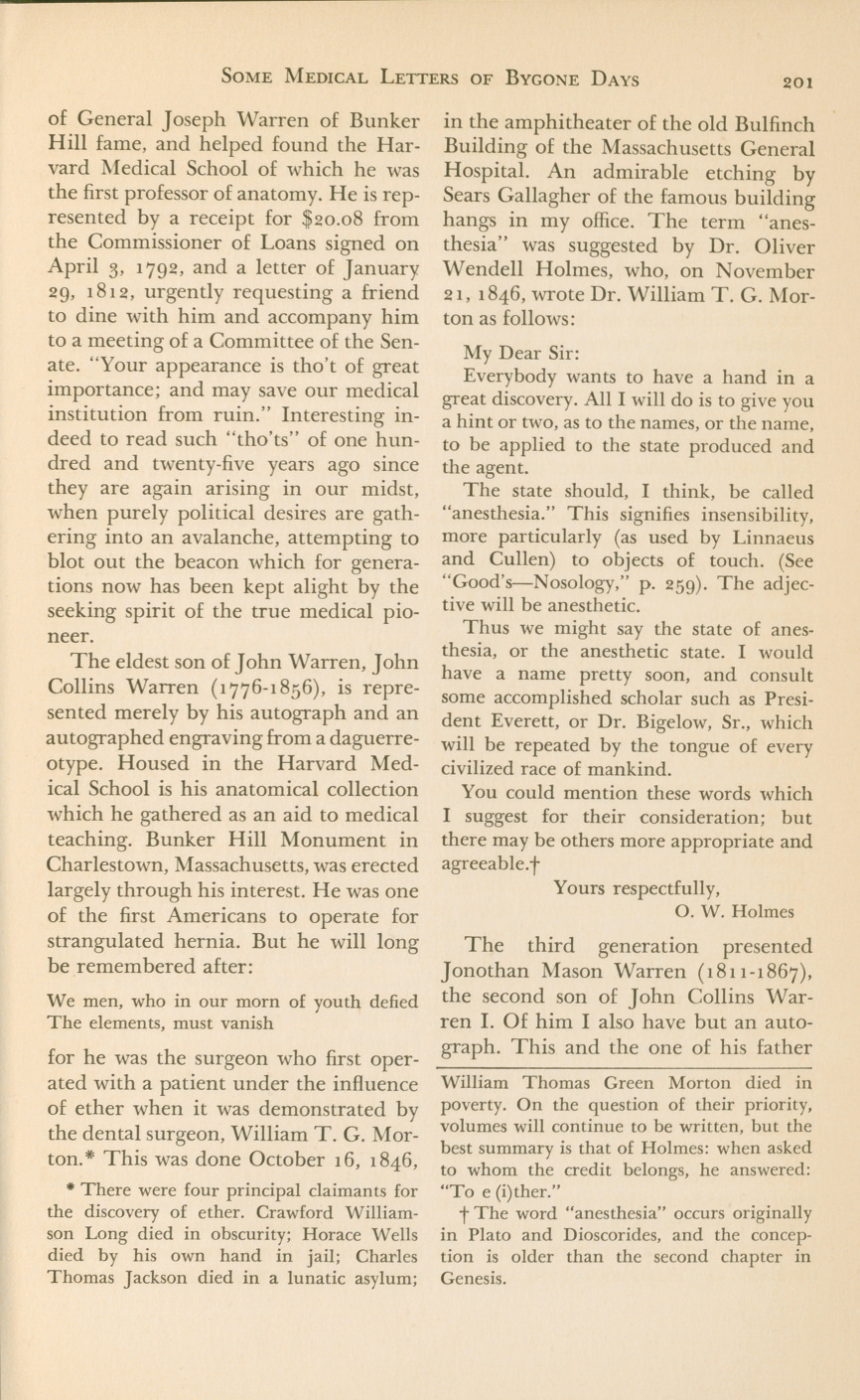 Some Medical Letters of Bygone Days.