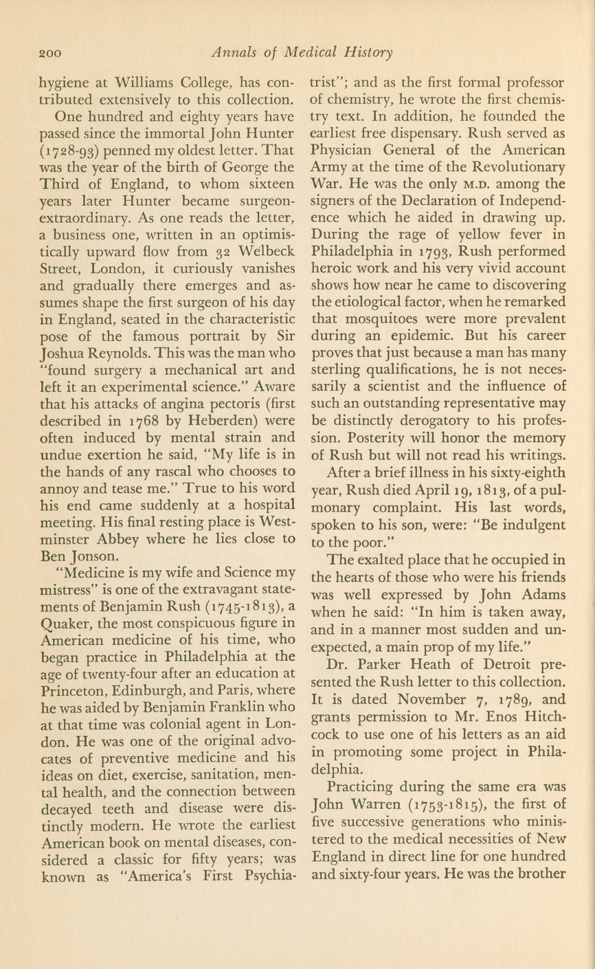 Some Medical Letters of Bygone Days.