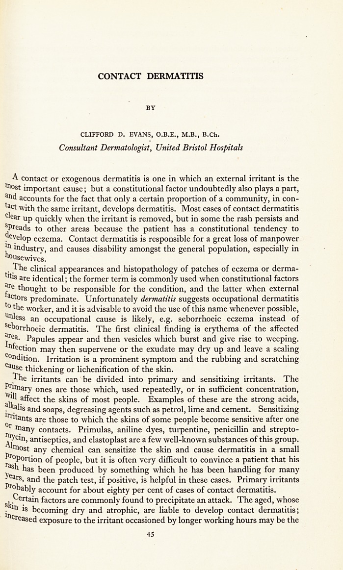 Contact Dermatitis.