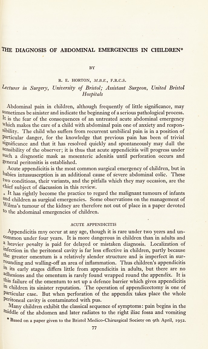 The Diagnosis of Abdominal Emergencies in Children.