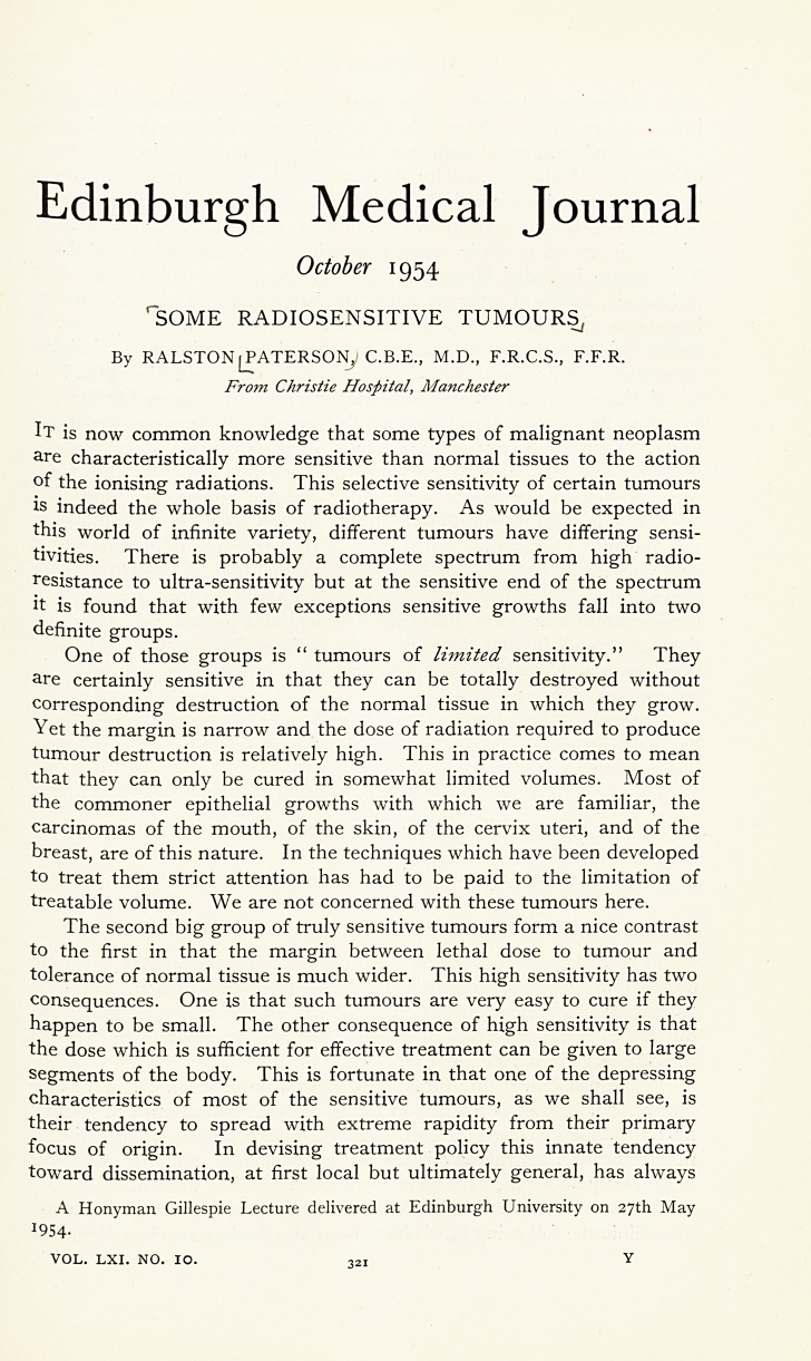 Some radiosensitive tumours.