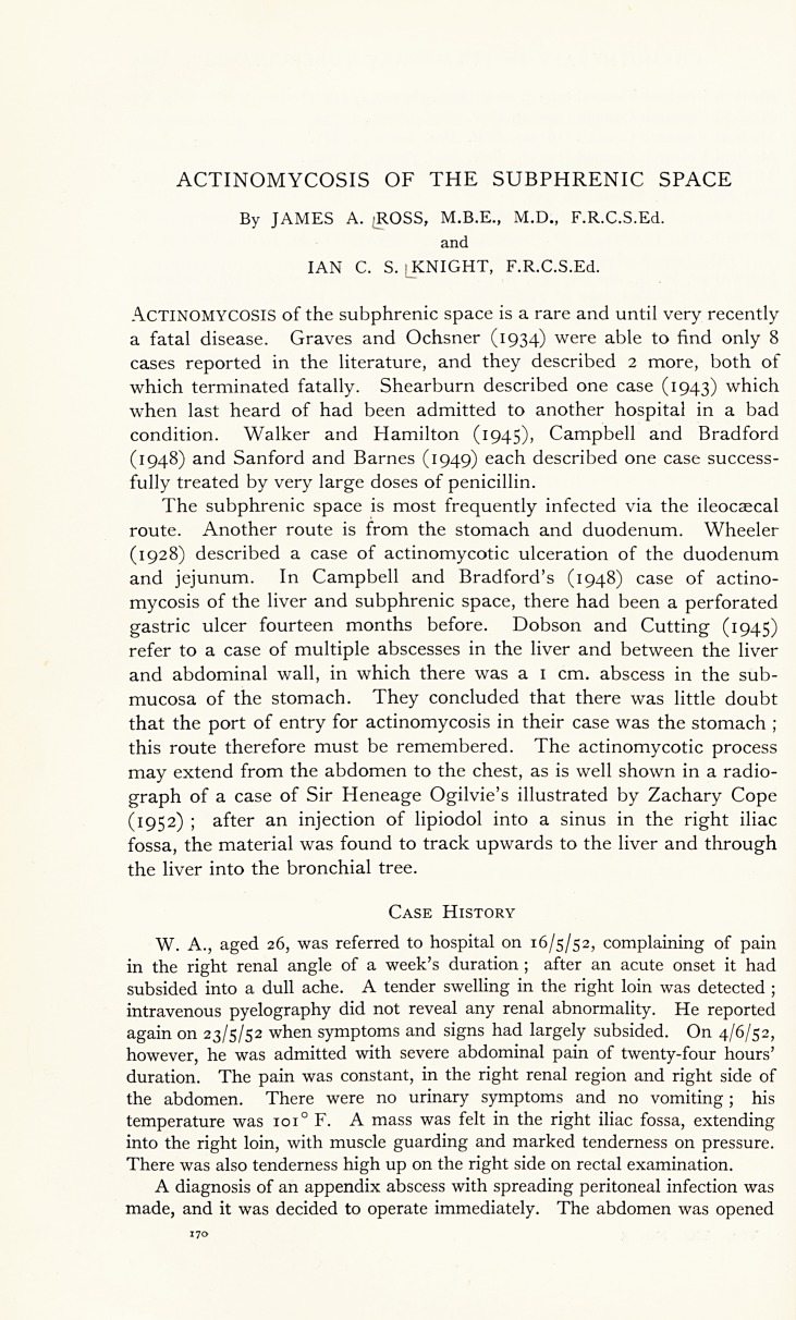 Actinomycosis of the subphrenic space.