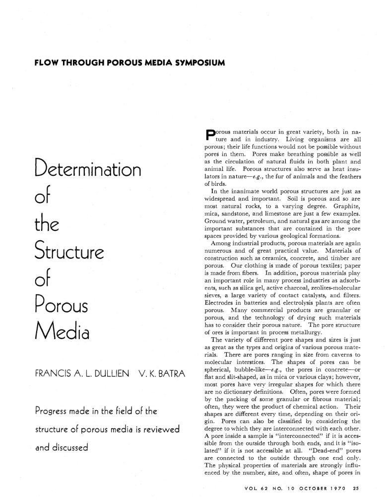 Determination of the Structure of Porous Media