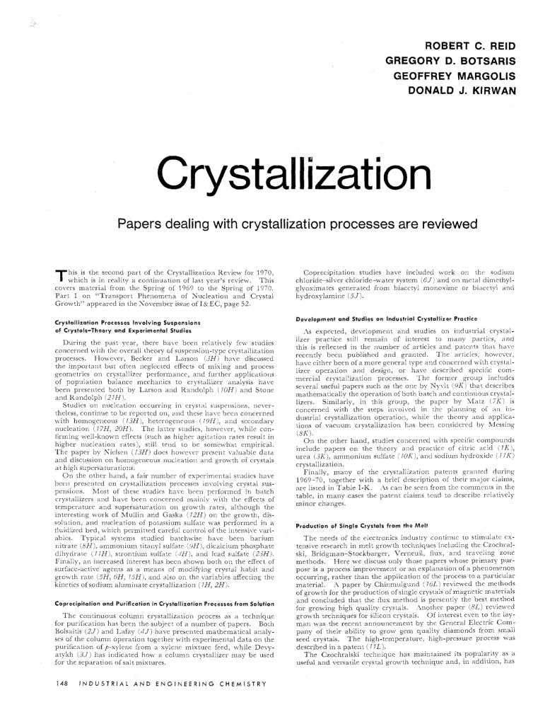 Crystallization—Part II - Cryatallization Processes