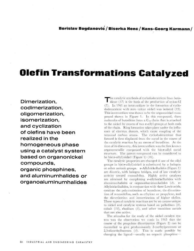 Olefin Transformations Catalyzed by Organonickel Compounds