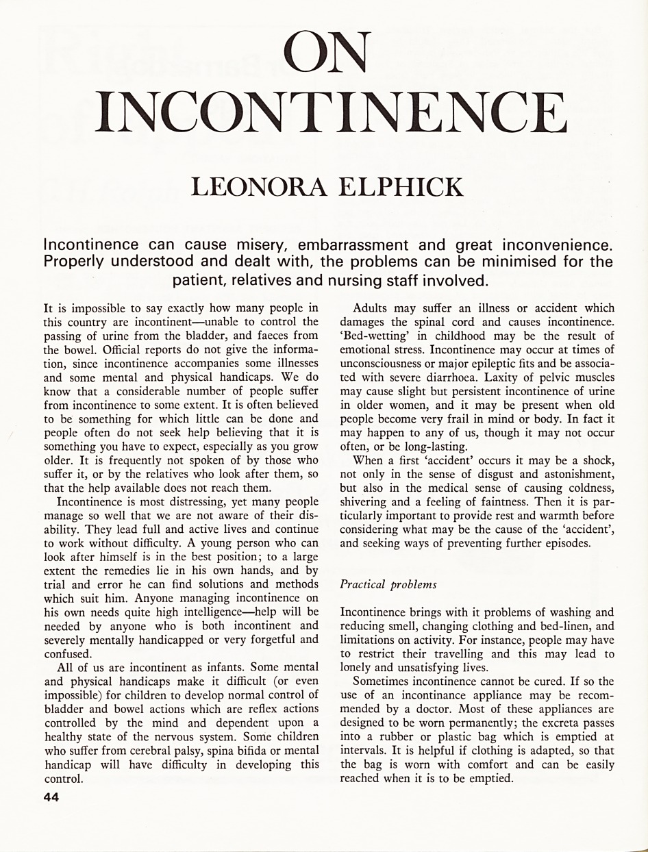 On Incontinence.