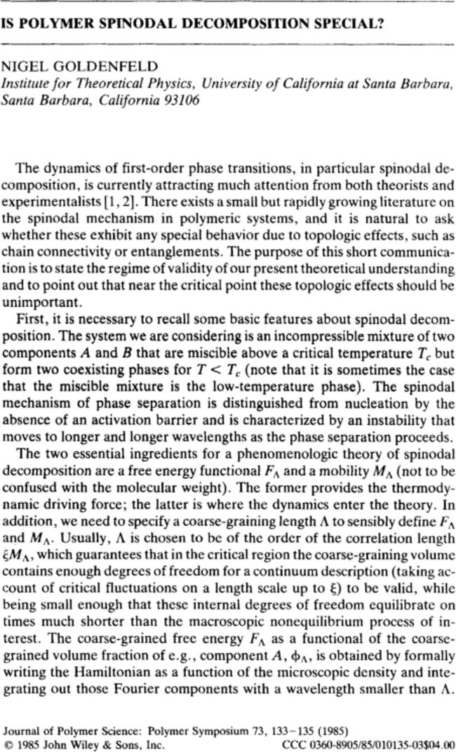 Is polymer spinodal decomposition special?