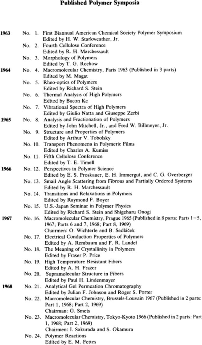 Published Polymer Symposia