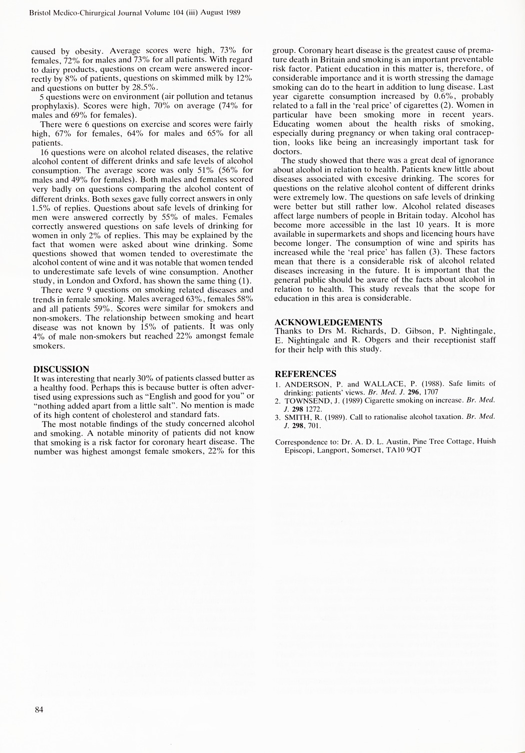 A study on the level of knowledge of health matters among patients in a rural practice.