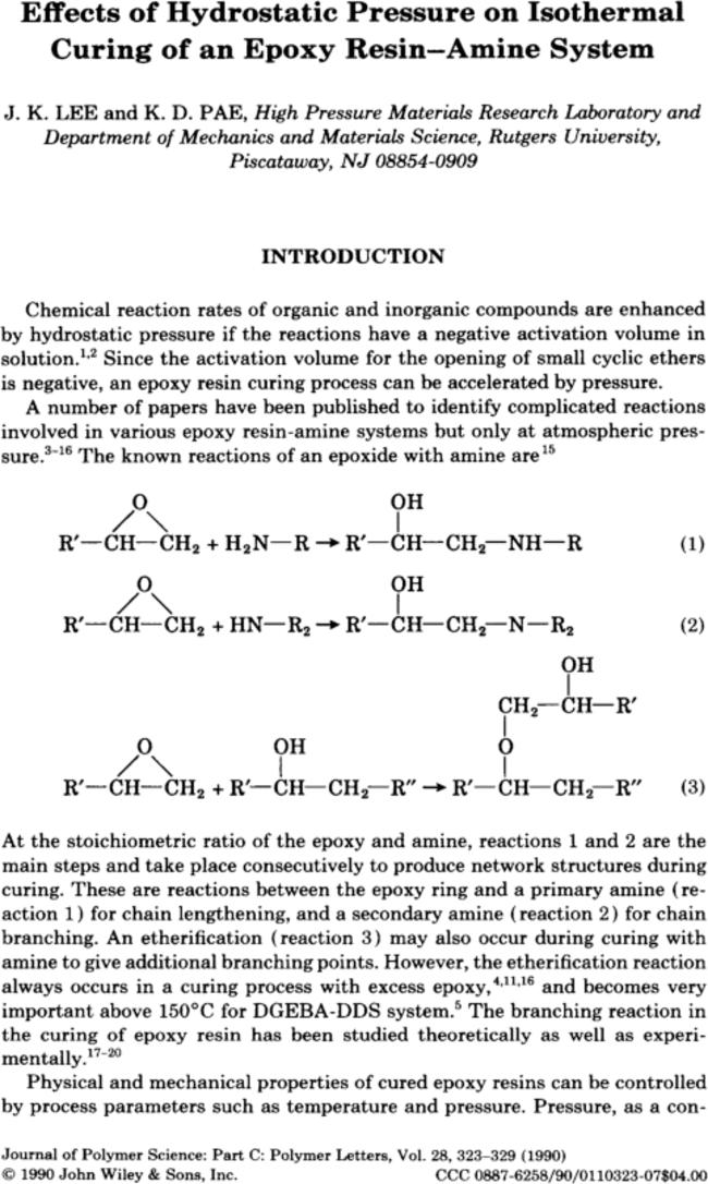 Effects of hydrostatic pressure on isothermal curing of an epoxy resin–amine system