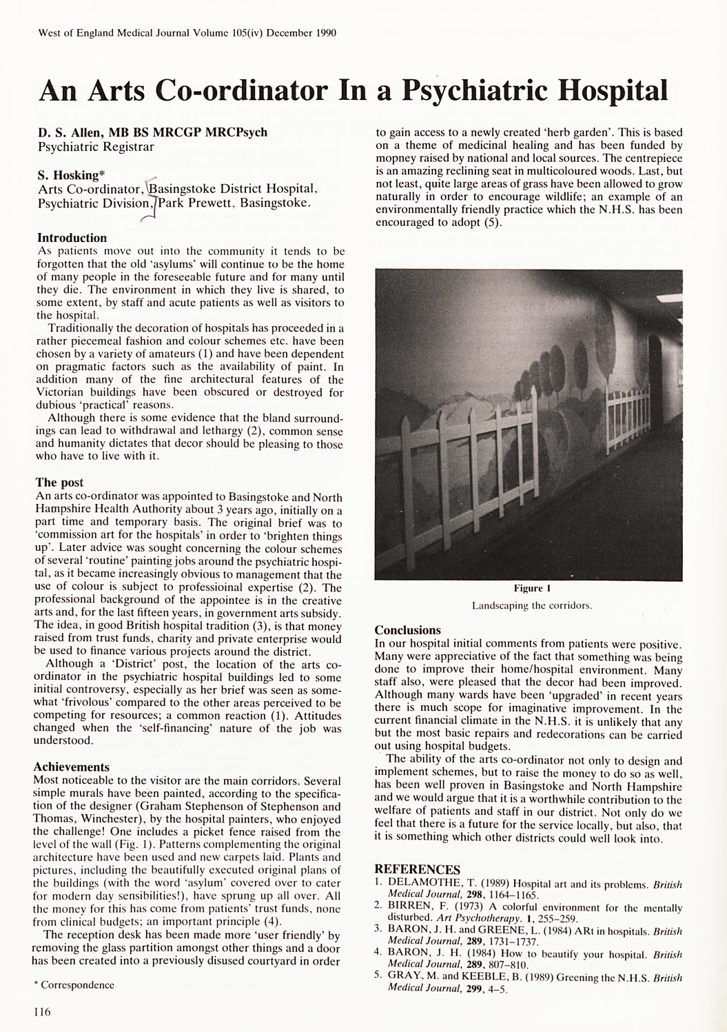 An arts co-ordinator in a psychiatric hospital.