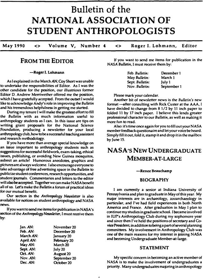 Bulletin of the National Association of Student Anthropologists