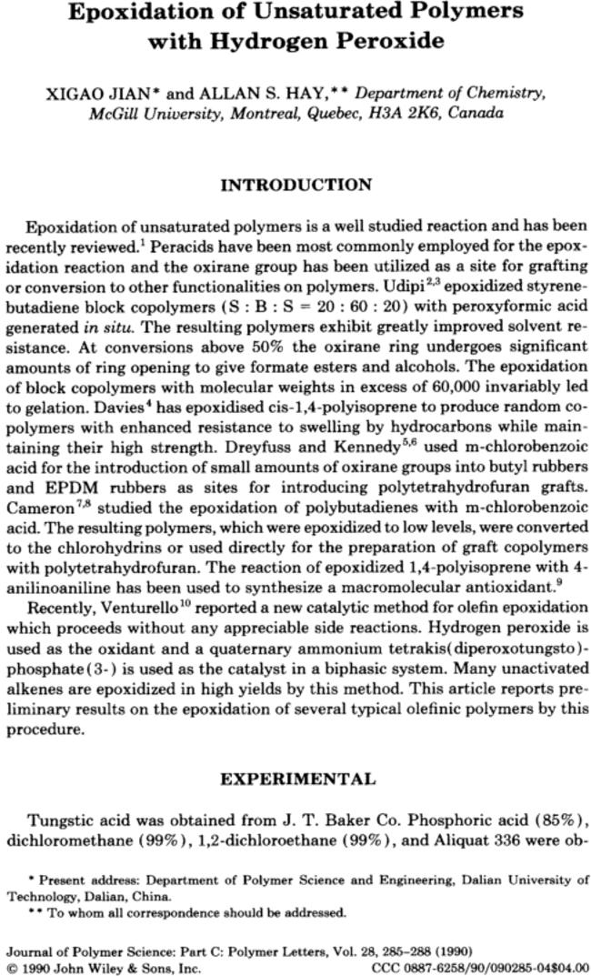 Epoxidation of unsaturated polymers with hydrogen peroxide