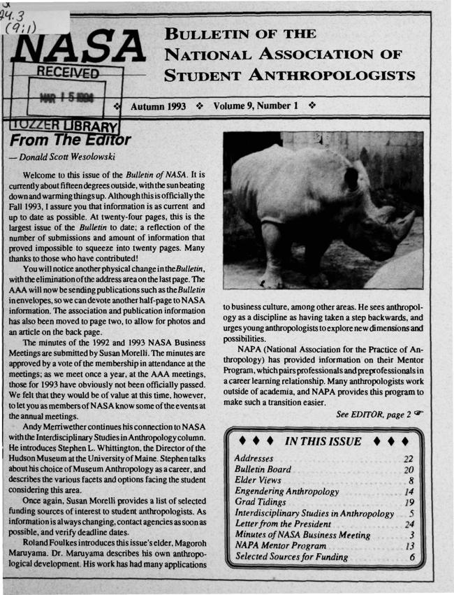 Bulletin of the National Association of Student Anthropologists