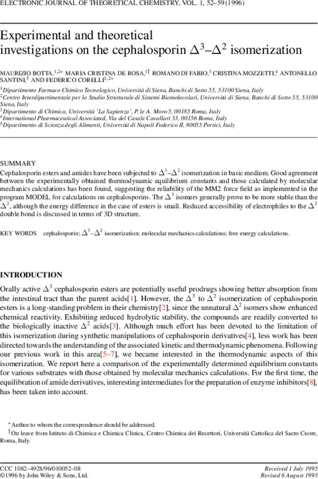 Experimental and theoretical investigations on the cephalosporin Δ3Δ2 isomerization