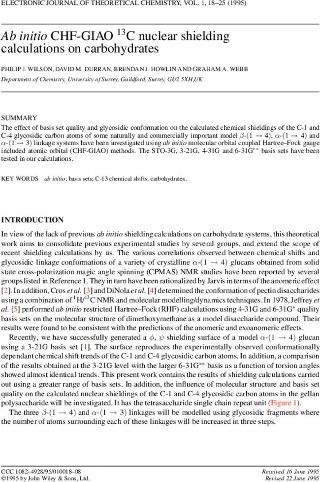 Ab initio CHF-GIAO 13C nuclear shielding calculations on carbohydrates