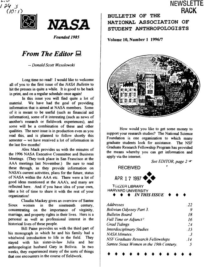 Bulletin of the National Association of Student Anthropologists