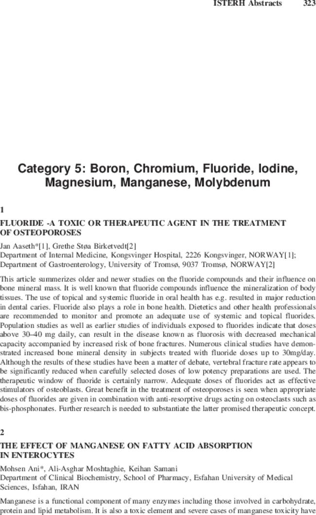 Category 5: Boron, chromium, fluoride, iodine, magnesium, manganese, molybdenum