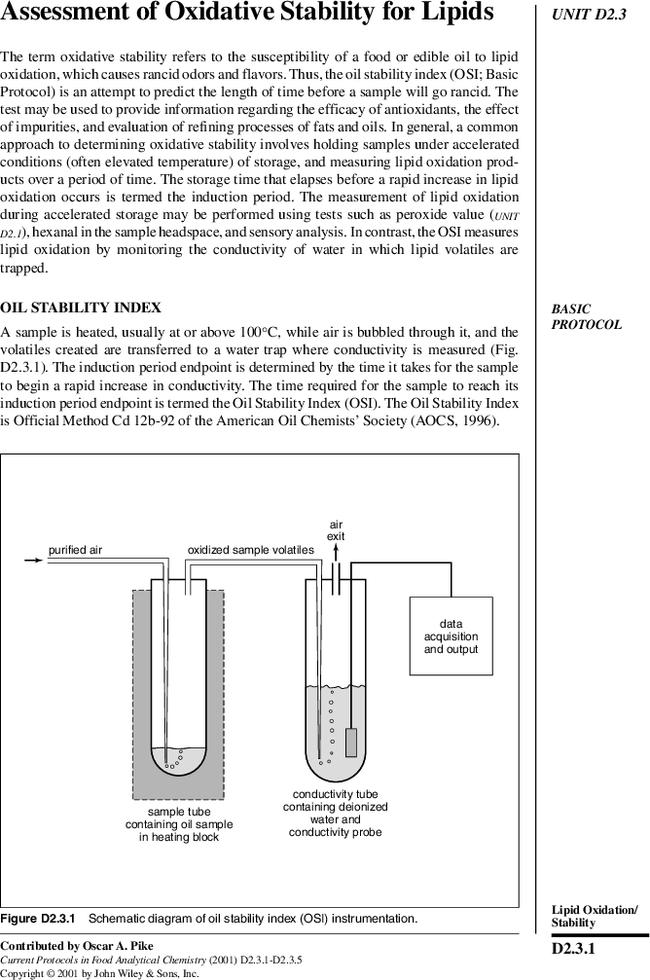 Assessment of Oxidative Stability for Lipids