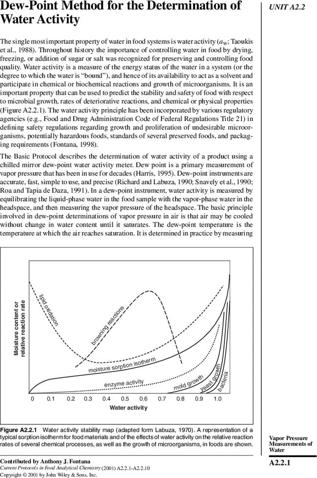Dew-Point Method for the Determination of Water Activity