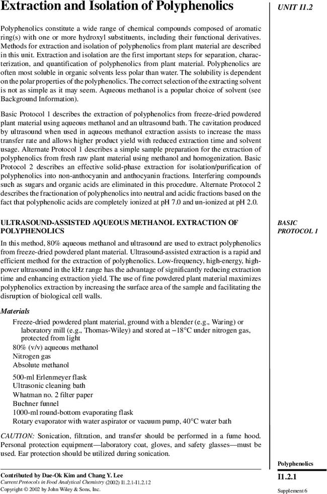 Extraction and Isolation of Polyphenolics