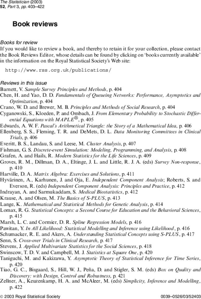 Statistical Concepts: a Second Course for Education and the Behavioral Sciences