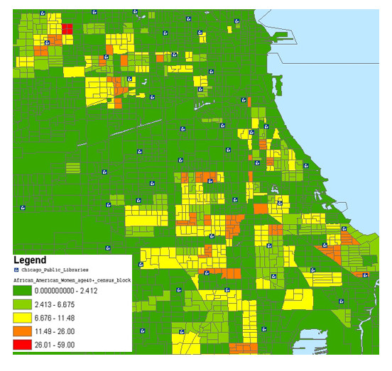 Using GIS to establish a public library consumer health collection.