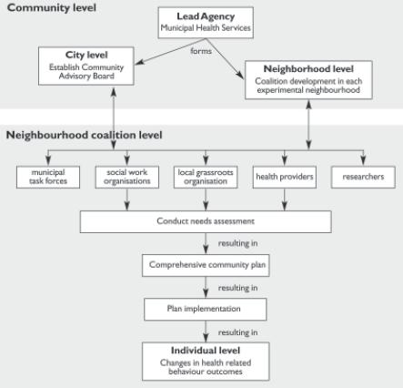 Process evaluation of a Dutch community intervention to improve health related behaviour in deprived neighbourhoods.