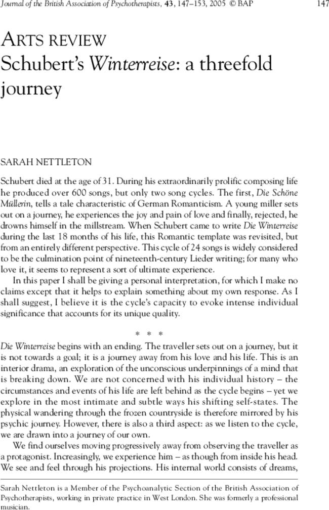 Schubert's Winterreise: a threefold journey