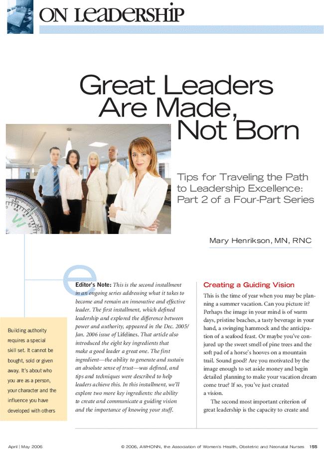 Great Leaders Are Made, Not Born