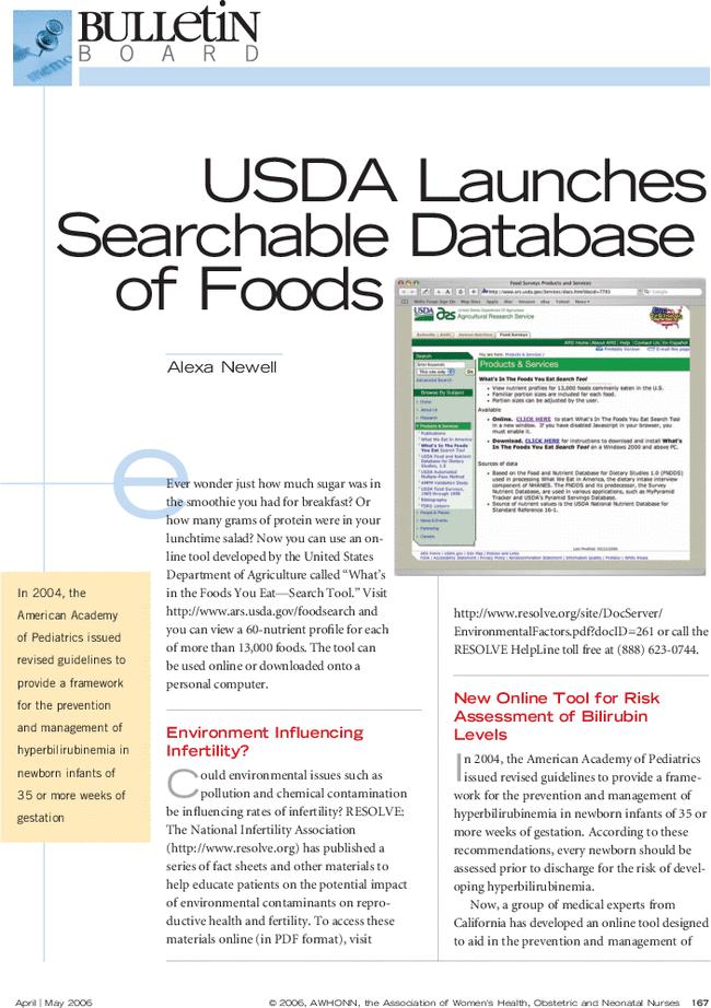 USDA Launches Searchable Database of Foods