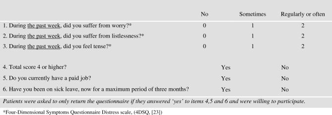 A cluster-randomised trial evaluating an intervention for patients with stress-related mental disorders and sick leave in primary care.