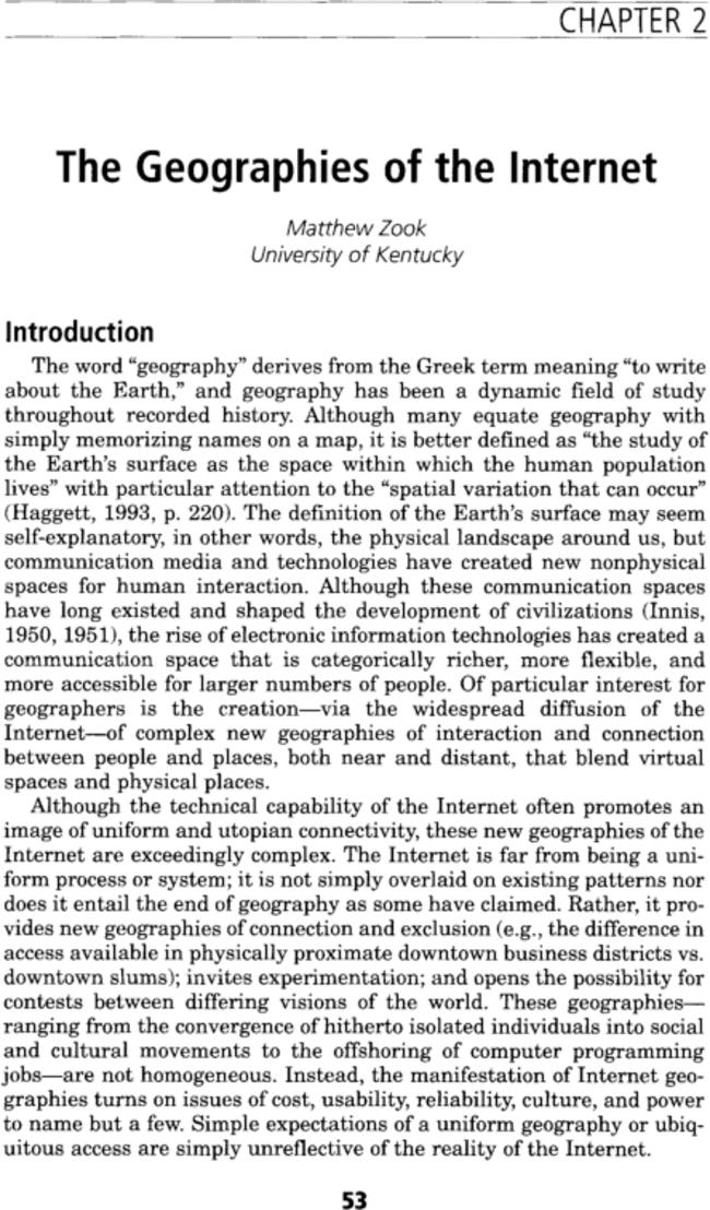 The geographies of the internet
