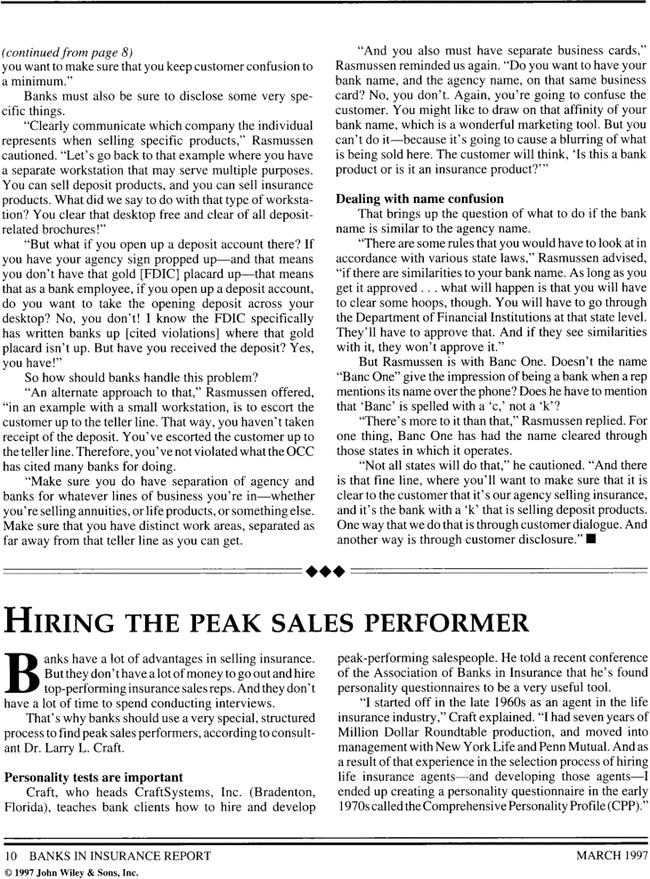 Hiring the peak sales performer