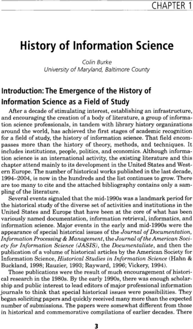 History of information science