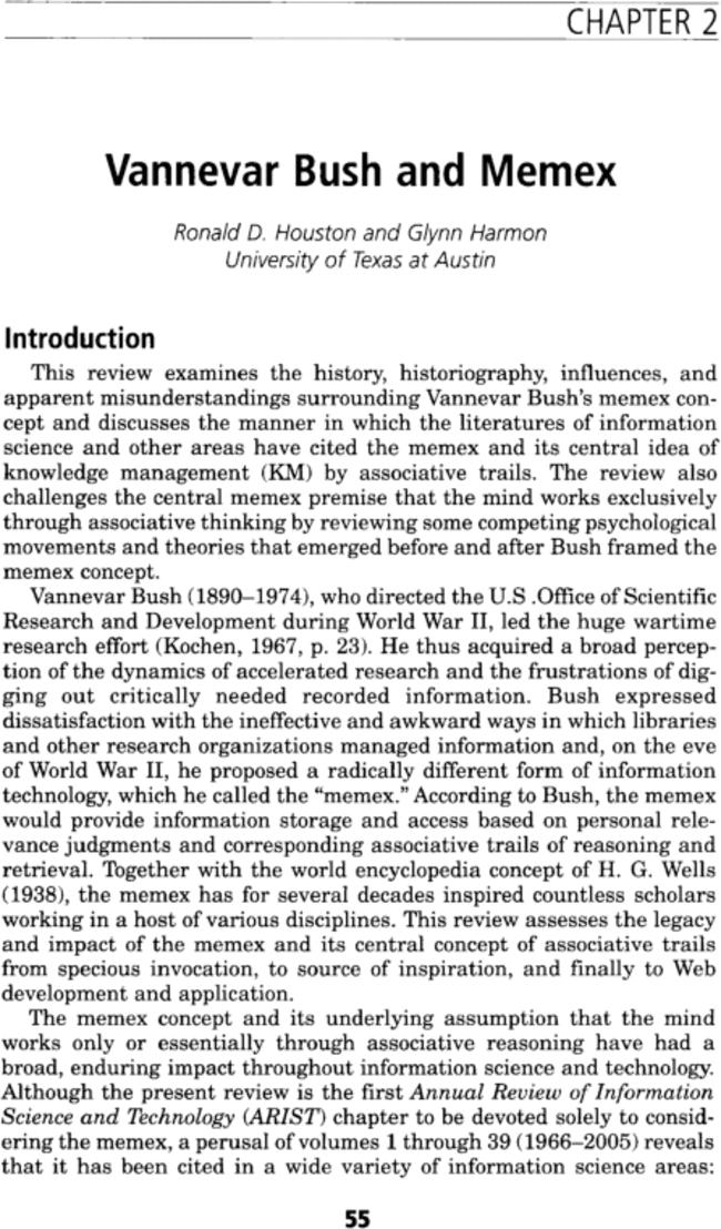 Vannevar Bush and memex