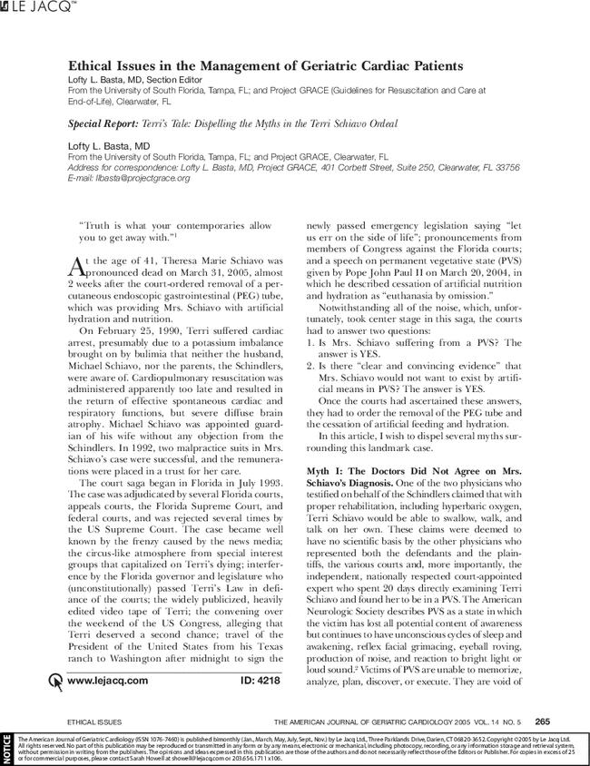 Ethical Issues in the Management of Geriatric Cardiac Patients