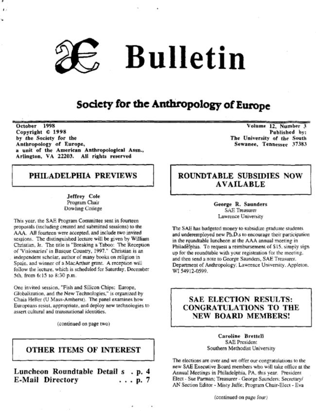 Journal of the Society for the Anthropology of Europe