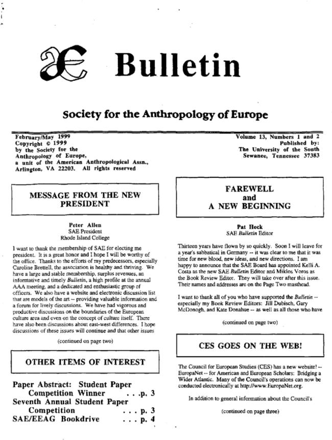 Journal of the Society for the Anthropology of Europe