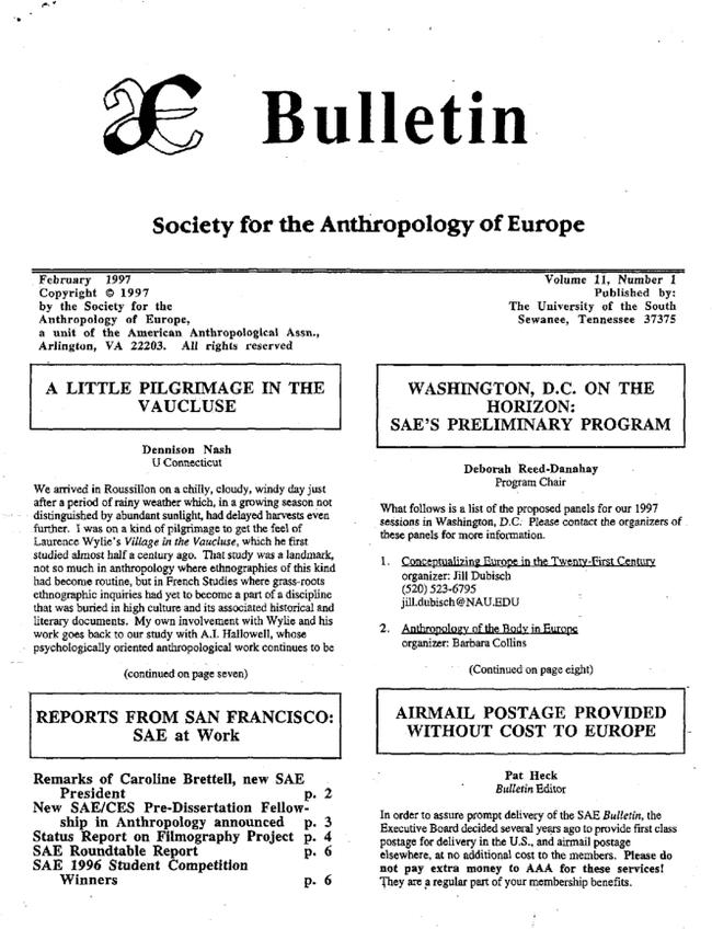 Journal of the Society for the Anthropology of Europe