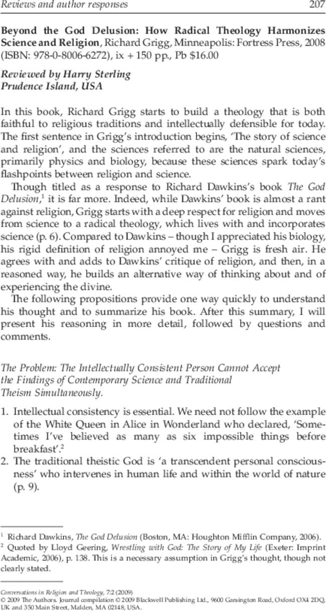 Beyond the God Delusion: How Radical Theology Harmonizes Science and Religion – By Richard Grigg