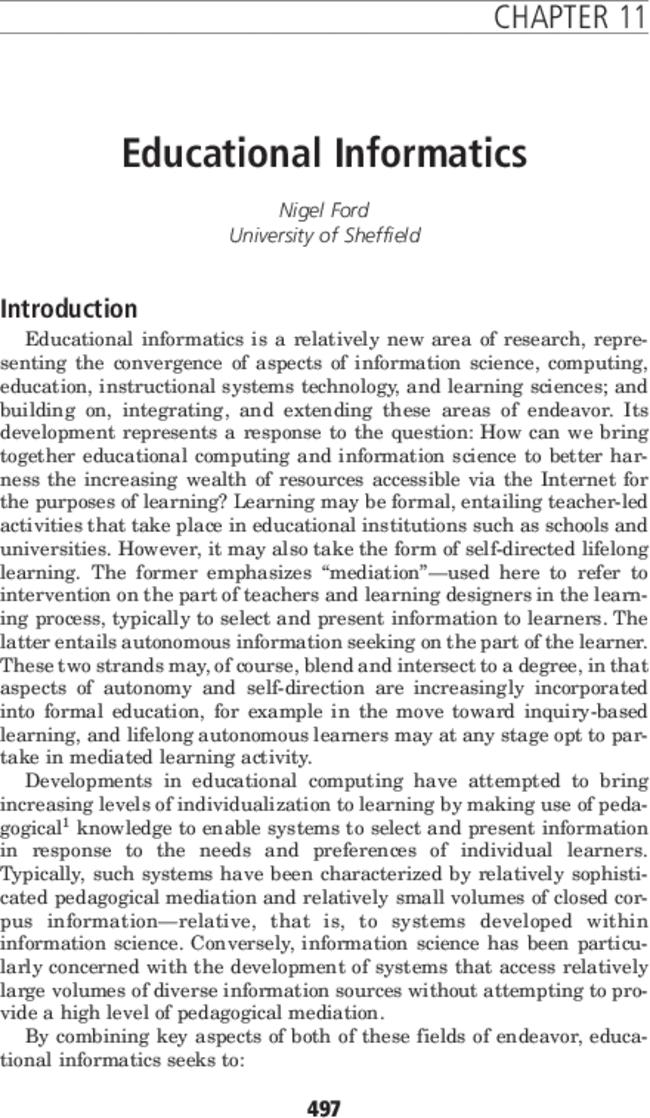Educational informatics
